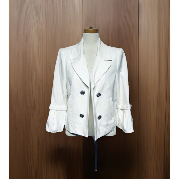 The Limited Marshmallow White Open Front Blazer Jacket w Gold Button New Size 10 - Picture 1 of 6
